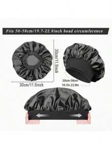 3pcs Women's Stretchy Satin Wide-Brim Sleep Hat, Suitable For Everyday Use