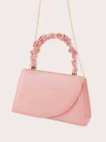 REMANLAND 1pc Plain PU Leather Elegant Magnetic Closure Women Clutch Bag Suitable For Evening Use - Pink - View 4