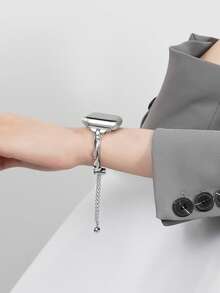 1 件时尚金属智能表带，十字全钻兼容 表带兼容 表带女款，兼容 Apple Watch38/40/41/42/44/45/46/49 毫米，兼容 Series Ultra/SE/10/9/8/7/6/5/4/3/2/1，腕带长度调节简单易操作，适合赠送朋友女朋友 - 銀色 - 查看 7