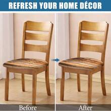 Funda para cojín de asiento, funda de silla con estampado de madera, elástica, extraíble y lavable, funda antifouling para silla, adecuada para sala de estar, comedor, dormitorio, estudio, oficina, hotel, tienda, exterior, boda, banquete, fiesta