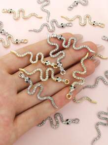 10 piezas de encantos de artesanía de serpiente incrustados con diamantes de imitación populares en Europa y América, para hacer joyas de personalidad de moda para hombres y mujeres, estilo punk, diseño de animales de llavero de pendientes y collar de aleación de moda para fiestas y decoración de banquete