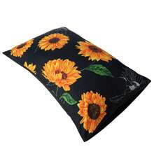 Sunflower Pattern Comforter Set – Soft Black Microfiber, Wrinkle-Resistant / Fade-Free - màu đen - Xem 3