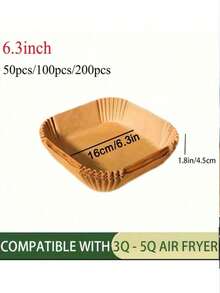25/50/100/200 miếng lót nồi chiên không dầu vuông dùng một lần, miếng lót nồi chiên không dầu bằng giấy, bát giấy đựng thức ăn, khay nướng, phụ kiện lò nướng, dụng cụ nướng, đồ dùng nhà bếp, phụ kiện nhà bếp - Hình vuông màu tự nhiên - Xem 4