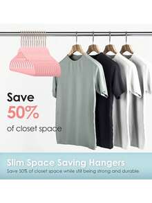 Premium Velvet Hangers 50 Pack Heavy Duty - Non-Slip - Velvet Suit Hangers Light Pink - Rose Gold Swivel Hook, Space Saving Hangera ,Suitable For Home Storage And As A Party/Holiday Gift - 粉色 - 查看 7
