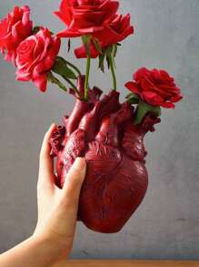 1pc Flower Anatomy Heart Vase Creative Heart Shape Carving Custom Vase Heart Shape Art Resin Vase Desktop Home Decor Decoration Gift Vase, Halloween Heart Decoration Room Decor Flower Vase Glass Vase
