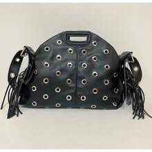 2025 Spring New Style Daily And Versatile Retro Fur Edge Eyes Women's Bags Can Be Off Shoulderable And Hand-Handed - 黑色 - 查看 1