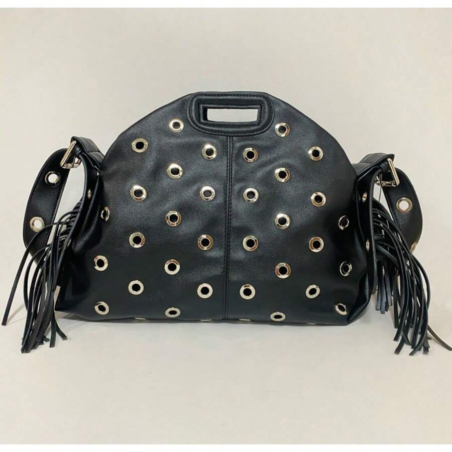 2025 Spring New Style Daily And Versatile Retro Fur Edge Eyes Women's Bags Can Be Off Shoulderable And Hand-Handed - 黑色 - 查看 1