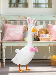 3 件水泥鹅服装草坪鹅雕像衣服兔耳帽和领结尾巴适合派对庭院户外