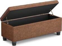 Storage Ottoman, Storage Bench, Tufted Entryway Bedroom Bench, 17.7 X 46.5 X 17.7 Inches, Hinges Easy Lid Operation, Wooden Legs, Synthetic Leather, Loads 330 Lb, Coffee Brown ULOM071K01,8059557 - 亮橙色 - 查看 11