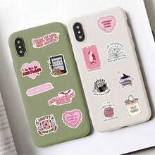 50pcs Romantic Reading Stickers Laptop Handbook Cell Phone Case Decorative Stickers Glossy Film,School Supplies,Back To School - Multicolor - View 5