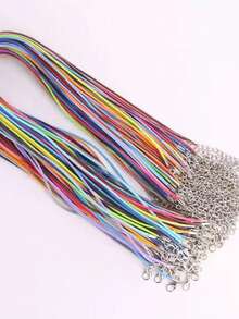 50 件随机混色皮绳项链蜡绳带扣可调节编织绳适用于 DIY 项链手链首饰制作