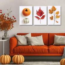 1/3PCS Autumn Harvest Poster Optional Frame Wall Art, Autumn Bounty For Kitchen Decoration, Seasonal Home Wall Decoration Wall Decor Living Room