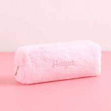 Niestandardowy haftowany jednolity kolor uroczy piórnik, prosty organizer na artykuły piśmiennicze o dużej pojemności, przenośny woreczek do przechowywania z zamkiem błyskawicznym, minimalistyczna torba na przybory szkolne i biurowe, na powrót do szkoły, prezent, do codziennego użytku