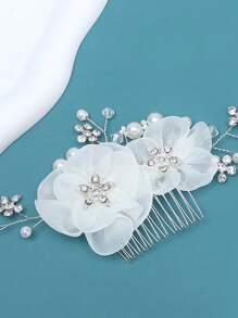 1 pièce Accessoire de cheveux de mariée populaire, peigne à cheveux fait à la main avec fleur blanche, accessoire de cheveux polyvalent pour mariage/demoiselle d'honneur