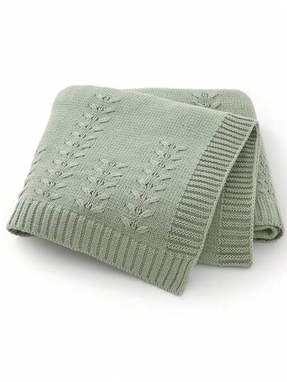 1 Chăn đan trơn màu cho trẻ sơ sinh, chăn họa tiết lá cho bé, thiết kế đơn giản cho mọi mùa