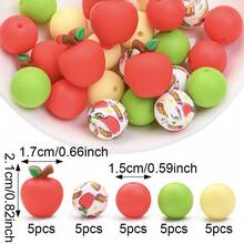 25pcs Silicone Bead Set - Strawberry Theme For DIY Jewelry Making, Necklaces, Bracelets, Keychains & Earrings Craft Supplies - Multicolor - View 16