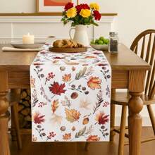 1 Stück Tischläufer mit Blattdruck für Thanksgiving, Ahorn-Blatt Landhausstil Dekoration für Küchentisch, geeignet für Wohnzimmer, Innen-/Außenbereich, Familientreffen