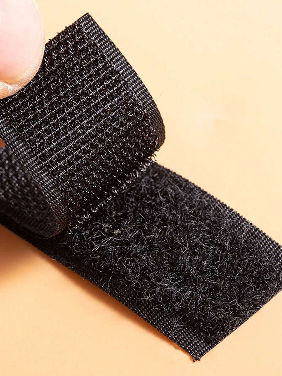 200cm Long 3cm Wide Black Hook-And-Loop, Self-Adhesive Hook And Loop Fastener For Clothing, Shoes, Sofa, Self-Sticking - Black - View 1