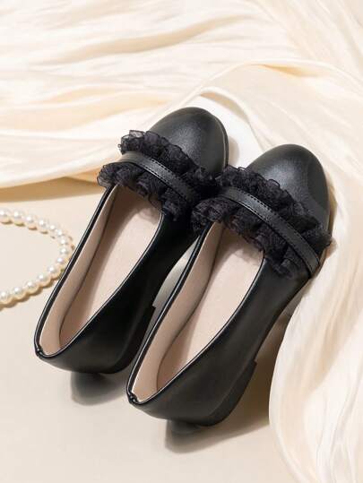 Back To School New Style Girls Leather Shoes, Low Vamp Flats Soft Bottom Children Princess Shoes, All Seasons