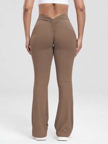 One Piece Women's Gym Jersey Trousers Are Suitable For Yoga Sports, Running, And Festivals - Cà phê nâu - Xem 5