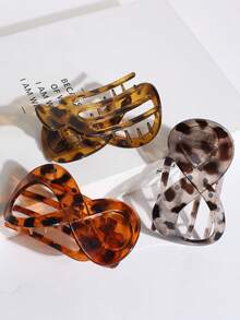 1 件/3 件女士扁平发夹，适合中等厚度头发，玳瑁扁平发夹，鸭嘴发夹，牢固抓握，舒适曲线贴合，适合驾驶、瑜伽、所有发质，豹纹休闲，爪夹，发夹，发夹，发夹，学校用品，动物图案 - 彩色 - 查看 4