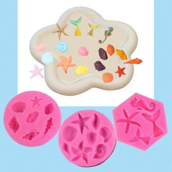 1 pièce/3 pièces Moules en silicone de mini-conception de coquillage, moules à bougies en silicone DIY, savon, coulée de résine, savons faits main, cires fondues, décoration artisanale, cadeaux de fête