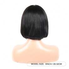 Bangs Human Hair 180 Density 2x1 Straight Short Bob Wig Human Hair Glueless Realistic Look HD Lace Human Hair Bang Bob Wig - Natural Black - View 8