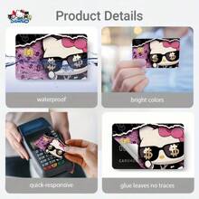Sanrio Pegatinas adorables de tarjeta de crédito con diseños de dibujos animados, pegatinas decorativas Kawaii con patrón de Hello Kitty para tarjetas de crédito, duradero, a prueba de agua y a prueba de arañazos, se ajusta perfectamente a tarjetas de crédito, bancarias, de transporte, removible y sin daños.