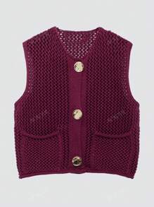 Women's Fashionable Casual Loose Versatile Commuting Simple Thick Needle Sweater Vest Tops