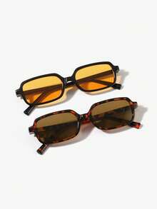 两副男士 OOTD 复古矩形框黑色全框时尚眼镜，适合休闲外出和度假氛围 - 彩色 - 查看 8