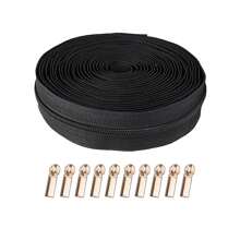 1 Set, 3# Nylon Zippers (450cm/177 Inch/5 Yards) With 10 Zipper Pulls, Suitable For Home Sewing DIY Replacement