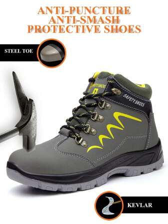 1 Pair Steel Toe Boots Safety Shoes For Men,Comfortable Fashionable Safety Boots Anti Smash PU Leather Water Resistant Puncture Proof Outsole Non-Slip High Top Sneakers,Indestructible Shoes Work Shoes Puncture Proof Slip Climbing Shoes, Best Christmas Gifts(Size Runs Small, Please Order One Size Large)