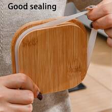 1pc Food Storage Container With Airtight Bamboo Lid, Available In 460ml, 1100ml, 2400ml Capacity - Durable, Transparent PET Material, Square Shape, Suitable For Storing Pasta, Sugar, Flour, Grains, Beans And More - Clear - View 6