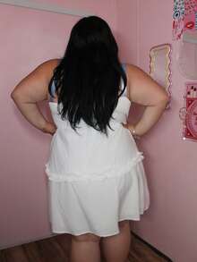 Enliva Karlangas.Toledo Plus Size Blue Ribbon Colorblock White Bustier Style Flared Short Dress Three-Dimensional Flower,Summer,Graduation,Wedding,Beach Dress Sundress,Holiday Outfits Boho,Corset Dress For Women, For Apple Rounded Body Shape