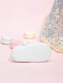 Giày trẻ sơ sinh màu trắng làm lễ rửa tội, giày công chúa cho trẻ sơ sinh mùa xuân/thu, giày bệt nơ thời trang cho bé gái - trắng - Xem 7