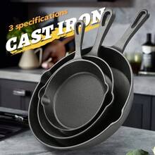 1 件铸铁平底锅，多尺寸户外露营铸铁锅，野餐烤盘，家用不粘锅，牛排煎锅 - 彩色 - 查看 2