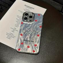 Funda para teléfono 1 pieza Amor propio - Temática con motivos de corazón, hilo fino con agujeros IMD de moda y teléfono, 16/15/14/13/12/11 Pro Promax Plus/X/Xsmax Funda para teléfono S, Son hombres y - Plateado - Ver 4