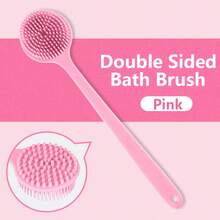 1 件长柄双面硅胶沐浴刷 - 深层清洁去角质背部磨砂膏和按摩海绵，6 种颜色（黑色/青色/粉色/白色/浅米色），温和柔软的米色护理，适合男女，适合淋浴或沐浴使用，多功能浴室工具 | 耐用硅胶刷