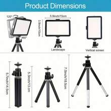 UEGOGO Kit de lumière vidéo LED USB de 6 pouces avec trépied de table réglable et filtre de remplissage de couleur, lampe de remplissage carrée portable, parfaite pour la prise de vue en gros plan/à faible angle, les appels Zoom, le streaming de jeux et la photographie. Convient pour la photographie, l'enregistrement vidéo, la diffusion en direct, les réunions Zoom, le vlogging, avec un support et une lampe selfie pour téléphone