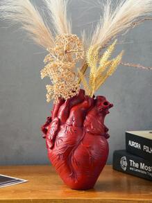 1pc Flower Anatomy Heart Vase Creative Heart Shape Carving Custom Vase Heart Shape Art Resin Vase Desktop Home Decor Decoration Gift Vase, Halloween Heart Decoration Room Decor Flower Vase Glass Vase