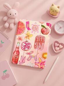 A Beautiful Animal And Soda Combination Painted Transparent Flat Protective Case With Folding Function, Suitable For Various Styles, Supports Eye-Rest And Wake-Up Functions, Making It An Ideal Choice For Festival Gifts, Birthday Gifts And New Year Gifts - White - View 1