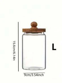 Glass Storage Jar Kitchen Storage With Wooden Lid, Glass Coffee Jars, Clear Storage Canister With Wooden Lid Round Glass Food Jar For Pantry Sugar Tea Coffee Bean Spice Nuts,Used In Refrigerators And Cabinets