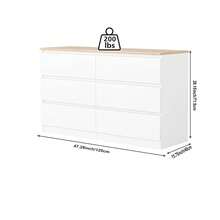 White Dresser For Bedroom, Modern 6 Drawer Dresser With Deep Drawer, Storage Chest Of Drawer, Wood Bedroom Dresser With Handle Free Design, TV Stand Dresser For Living Room - 白色 - 查看 3