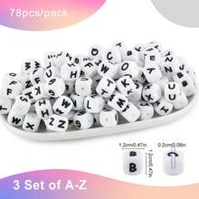 26/52/78/130pcs A-Z Silicone Letter Beads - DIY Personalized Jewelry Making Set, Craft Supplies For Name Bracelets, Keychains, Pendants, ID Lanyards & Bead Pens - 26-piece Alphabet Beads Set - View 9