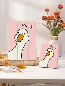 Funda protectora con diseño de pato de dibujos animados, compatible con iPad 9.7/10.2/10.5/10.9/12.9/Pro 11, 10ma generación, compatible con Samsung Galaxy Tab S6 Lite de 10.4 pulgadas, compatible con Kindle Paperwhite 12a generación 2024, Kindle (11a generación) lanzamiento 2022, protección antideslizante, soporte inteligente/activación y suspensión automática