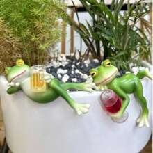 Estatua en miniatura de rana para decoración de macetas, accesorios lindos para macetas, estatua de rana de resina para decoración de jardín de hadas, decoraciones de plantas estéticas para amantes de patios, acuarios, televisores, decoraciones de césped, entusiastas de la decoración del hogar, decoración de Halloween y decoración navideña