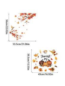 1pc Autumn Maple Leaf Window Sticker, Home Decor Sticker, Reusable Glass Sticker, Asymmetrical Shape Removable, Suitable For Home, Bathroom, Party, Store Decoration, Thanksgiving - Multicolor - View 7