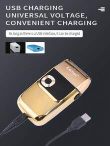 Kemei KM-2028 男士电动剃须刀，3 档速度调节，带胡须修剪器，无线充电，适合秃顶男士，数字显示，3 个刀头，父亲节/男友礼物（1 件装） - 彩色 - 查看 5