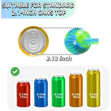 1/4 件带吸管的汽水罐盖、硅胶汽水罐盖、汽水罐盖、能量饮料罐盖、可重复使用的汽水、啤酒、果汁罐盖，适合标准罐 - 彩色 - 查看 5