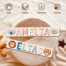 Customized Personalized Name Puzzle Board, Easter Gift, Name Puzzle, 1st Birthday Gift, Unique Name Puzzle Board, Educational Toy For Baby Boys Or Girls, 3D Letter Puzzle Toy, Customized Baby Name - Multicolor - View 7